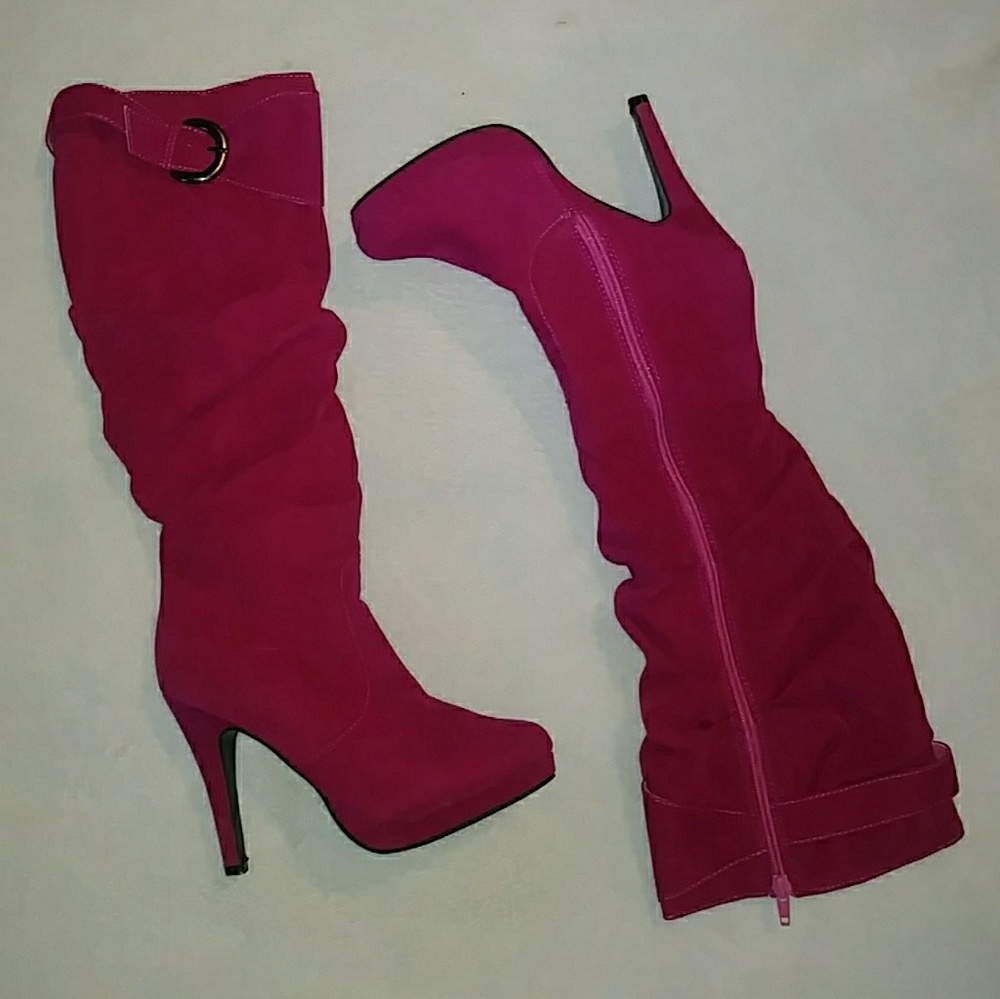 Dark Pink Heel Boots